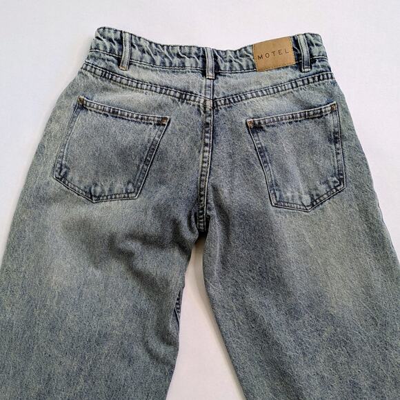 Motel Denim Jeans Womens W 28 L 34 Blue Wide Leg 100% Cotton Low Rise Rigid - Picture 6 of 11